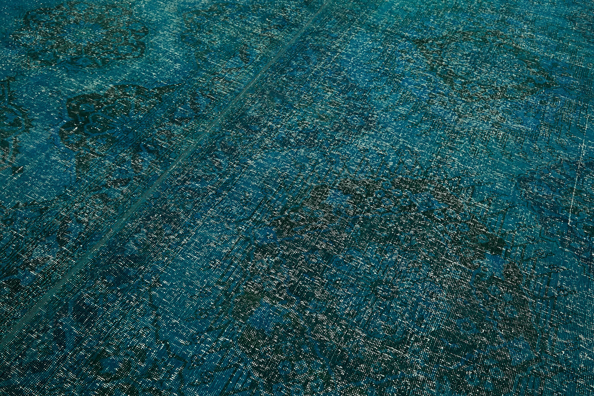Handmade oriental unique 1980s 297 cm x 390 cm turquoise wool carpet