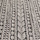 White cotton bedspread - throw with geometric chevron pattern