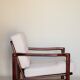 Wood armchair oryginal design by Z. Baczyk 7522 beige colour fabrics palisander wood