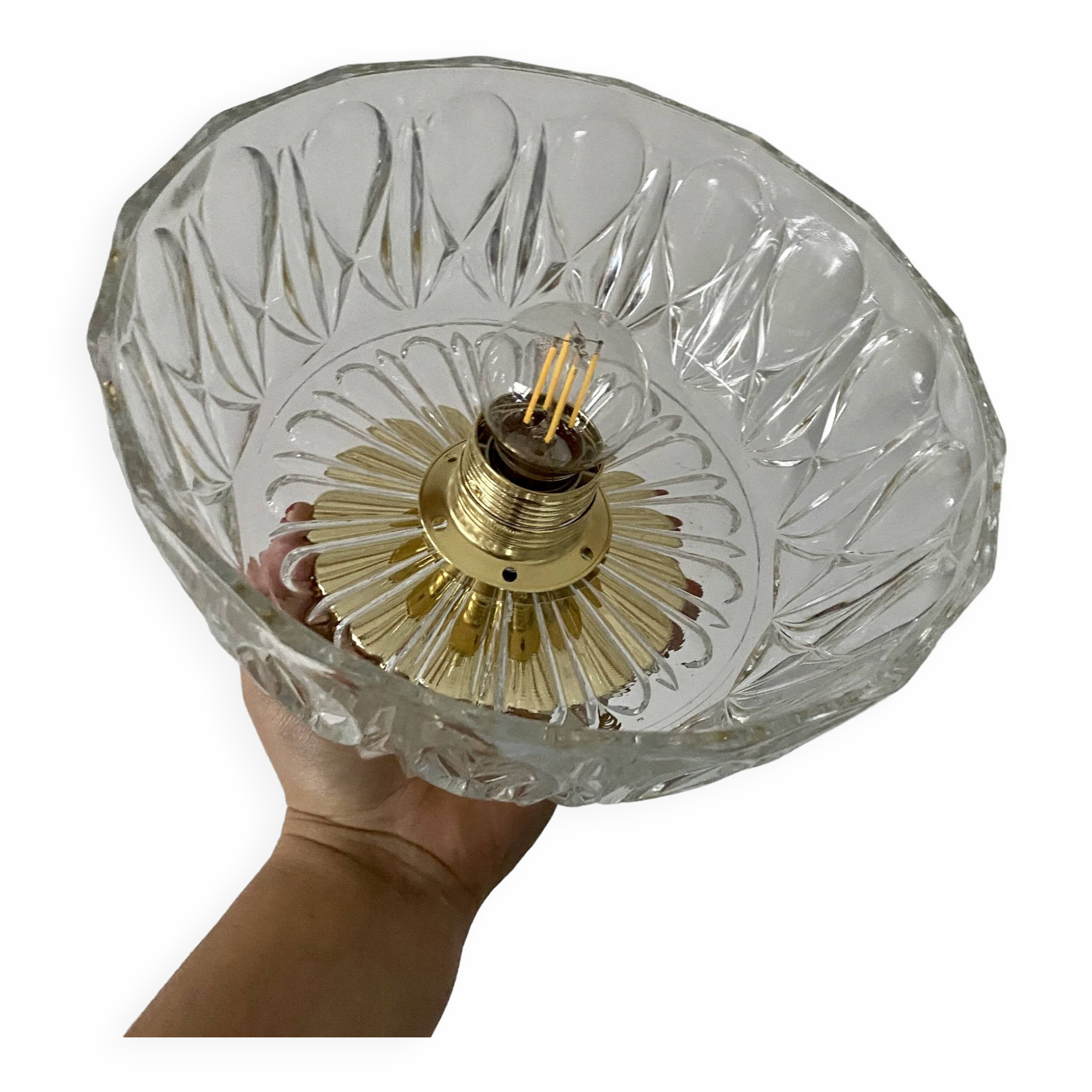 Vintage molded glass lampshade - tableware collection -