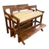 Paire de banquettes de billard noyer XIXe