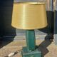 Vintage leather desk lamp with saddle stitching from the 1960s.
