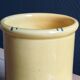 Vintage 1960s Vallauris Yellow Ceramic Vase, Blue Peacock Feather Decor