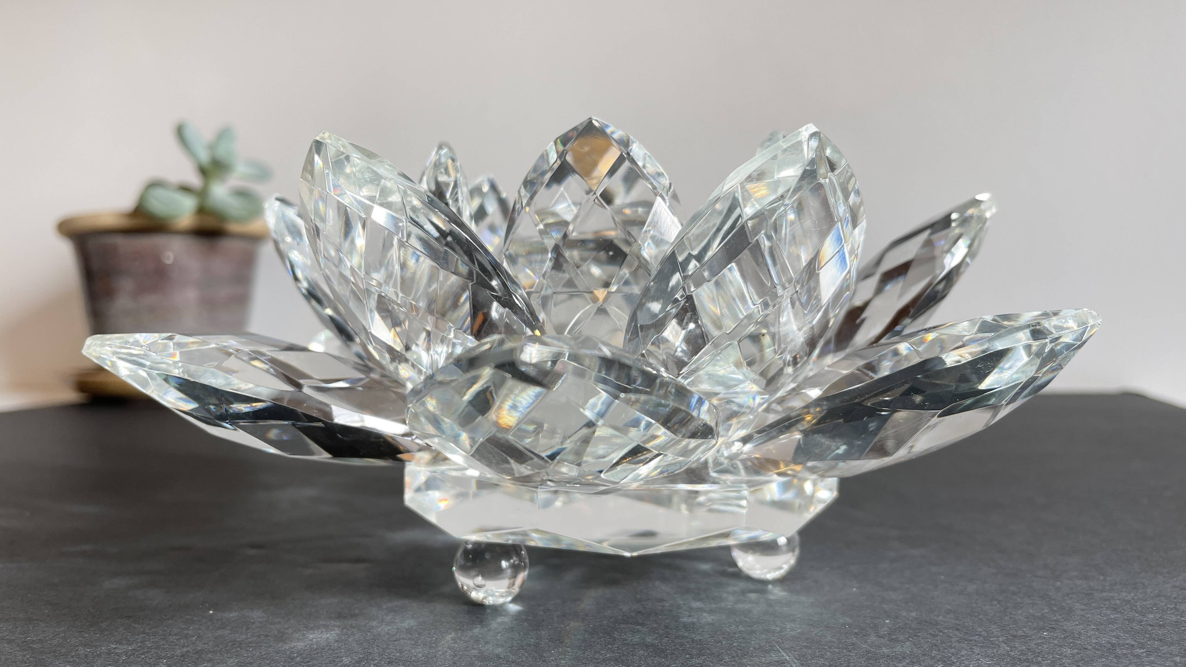 Crystal Flower Paperweight Sculpture