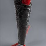 1950 red tripod floor lamp with plant holder | Opaline | Swan neck