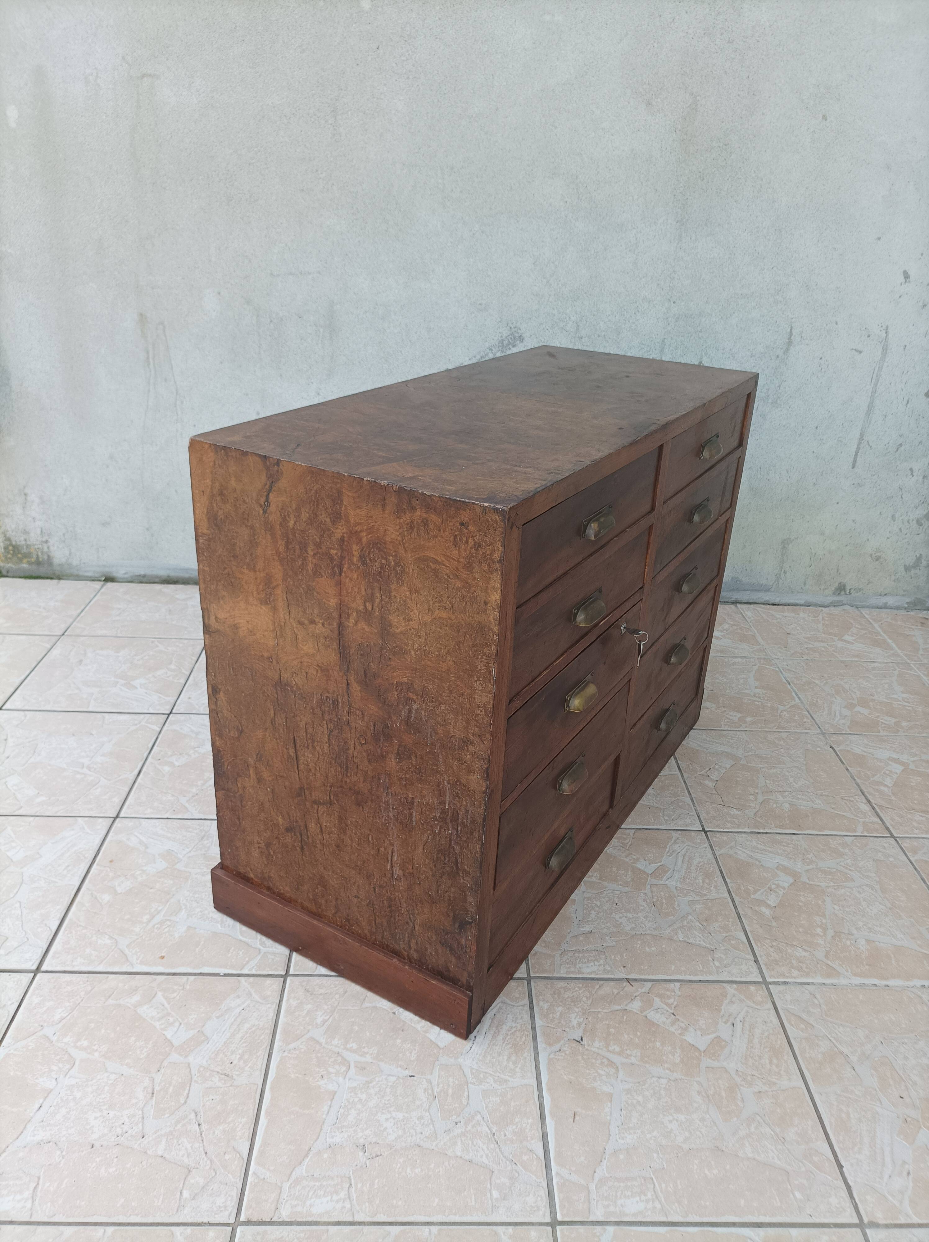 Meuble de métier 10 tiroirs en noyer