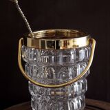 Crystal ice bucket and golden ladle