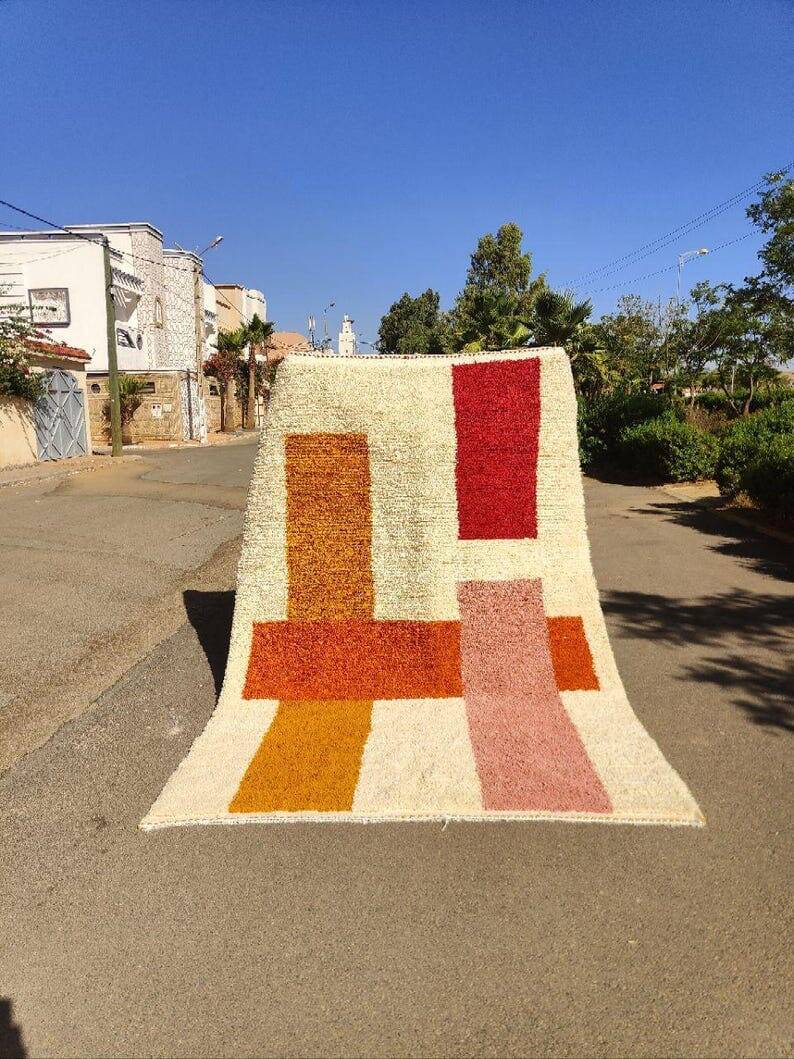 Beni Mrirt rug in pure wool, handwoven using traditional methods, size 100 x 200 cm