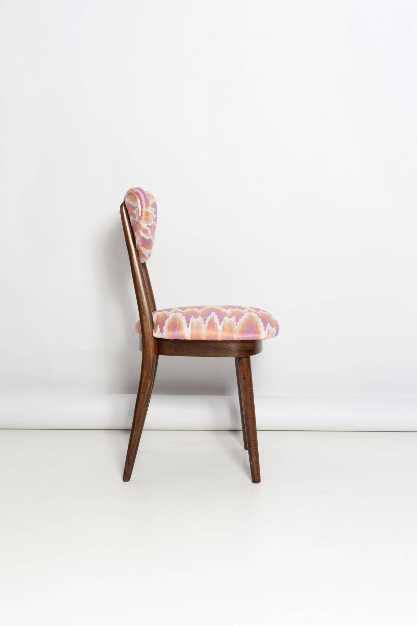 Heart-shaped chair mid-century in Fandango pink jacquard, Dedar, Europe, 1960s