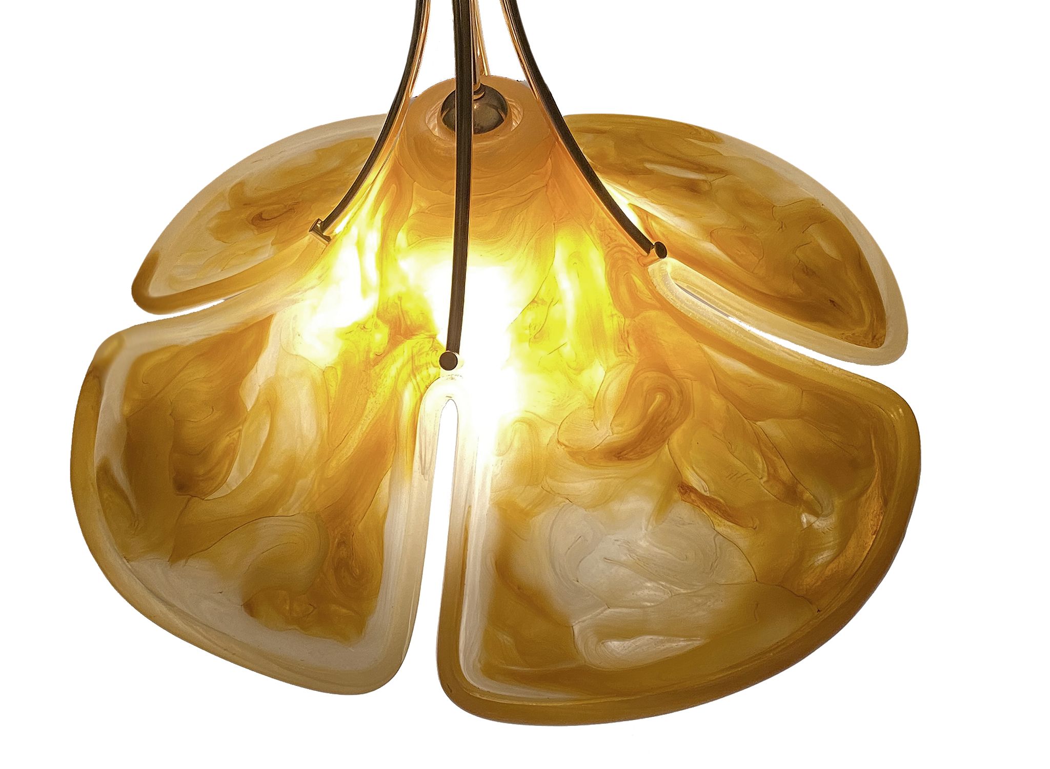 Suspension vintage XXL space age plexiglas & laiton Années 70