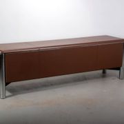 No. 3076 credenza extension in Vitello leather from the Pfister Executive Office Collection for KnollStudio. Circa 1988