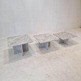Set of 3 italian marble coffee or side tables, 1970s