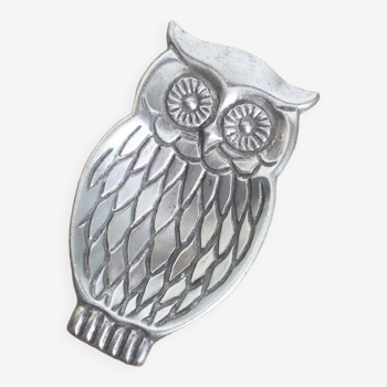 Vintage pewter owl bowl