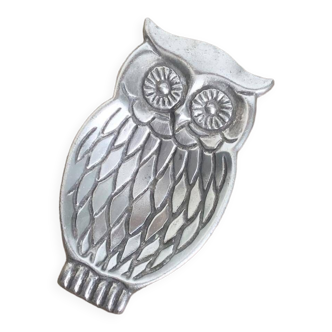 Vintage pewter owl bowl