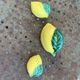 Salt and mustard pots, ceramic lemons, barbotine Vallauris.