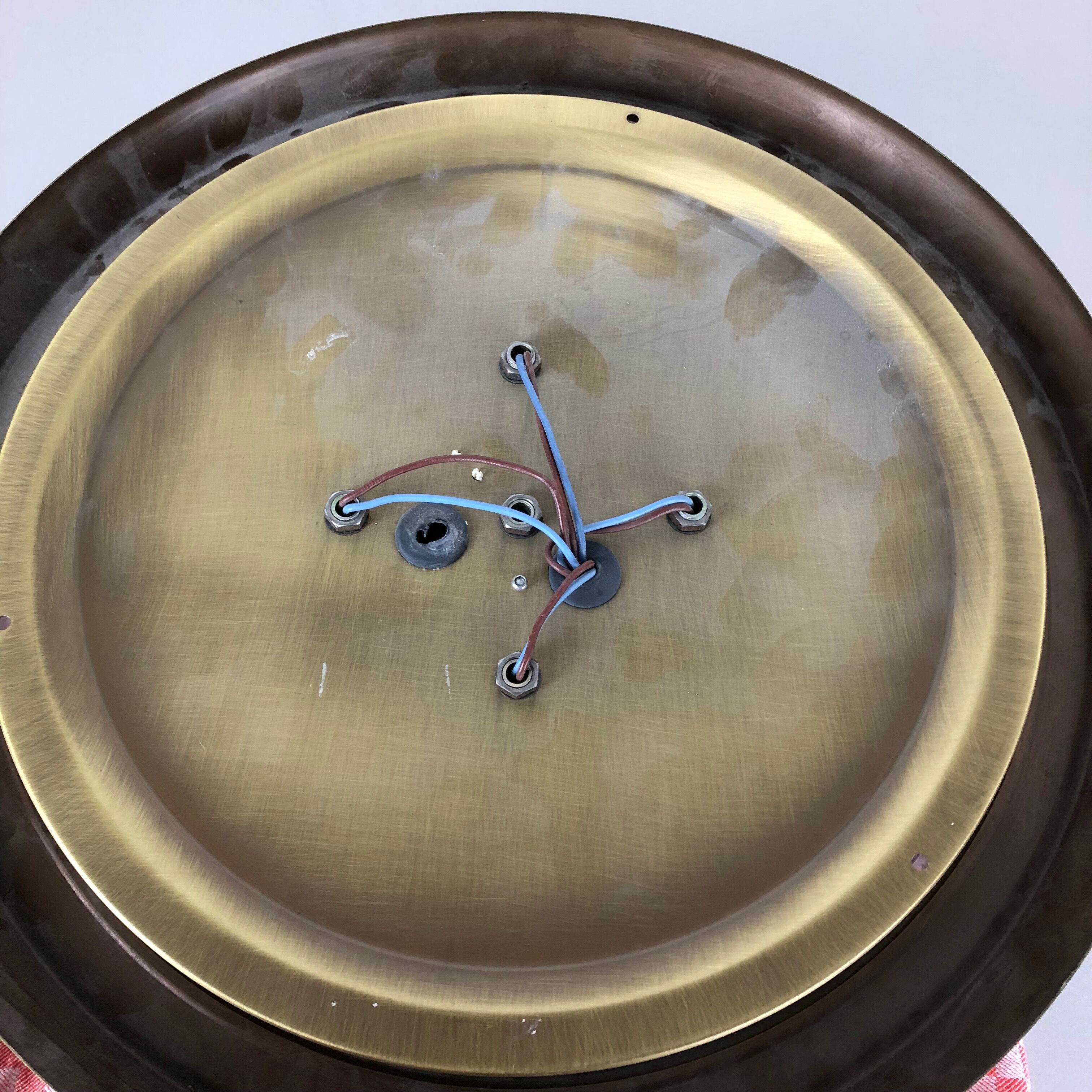 Ice glass bubble brass ceiling light by Hillebrand Leuchten, Germany, 1970s