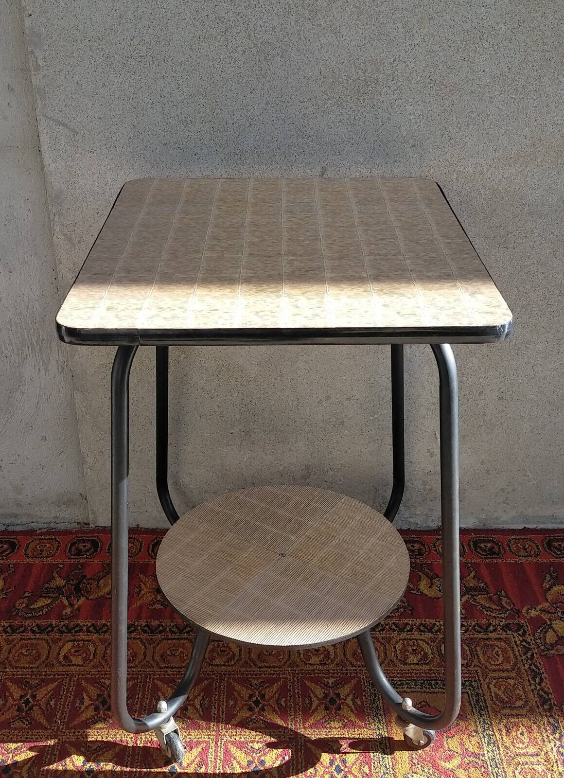Vintage metal and vinyl dessert table