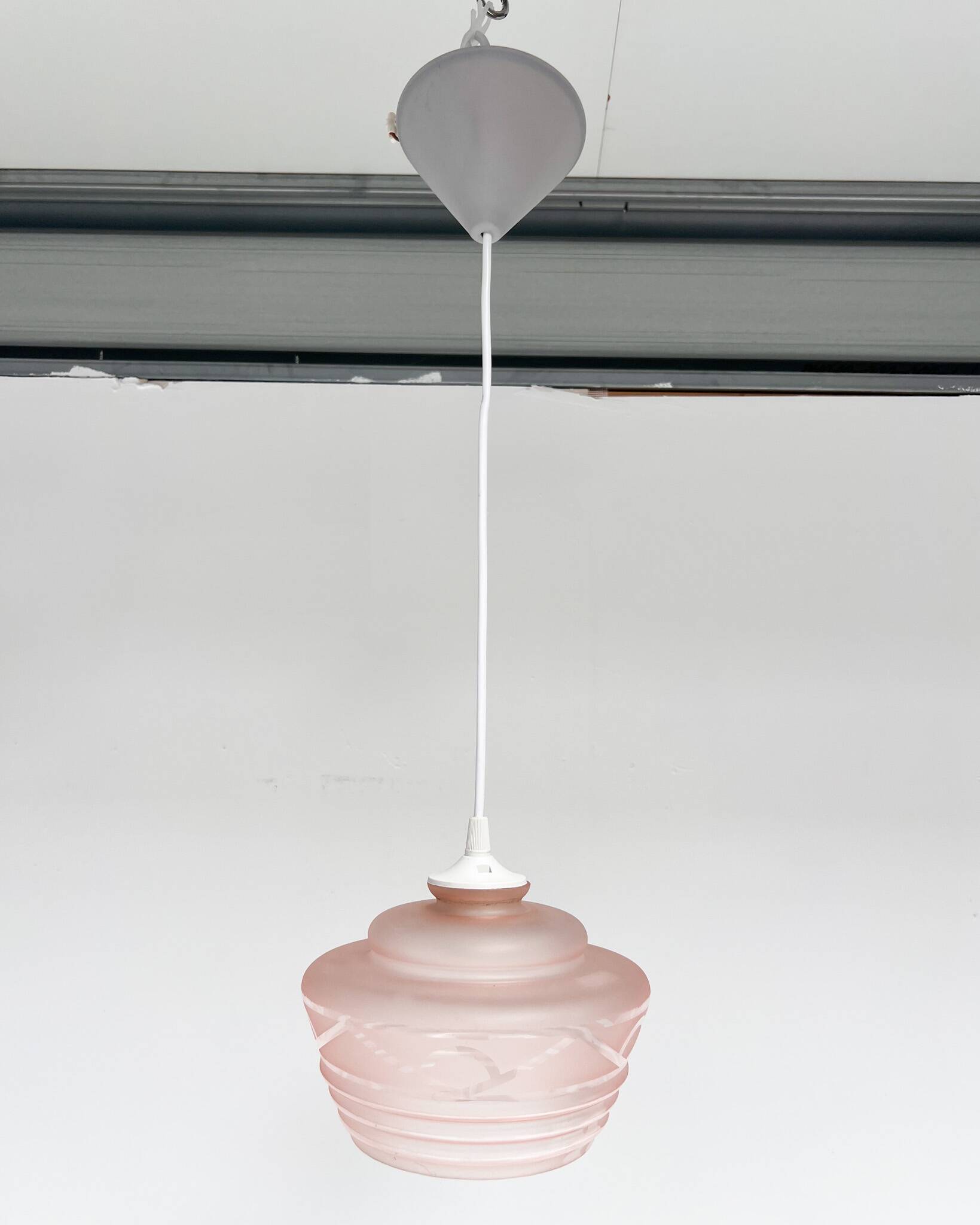 Pink glass ceiling lamp (per piece), 1960s