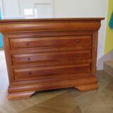 Chest of drawers in solid cherry wood with a curved top - Louis Philippe style - 4 drawers