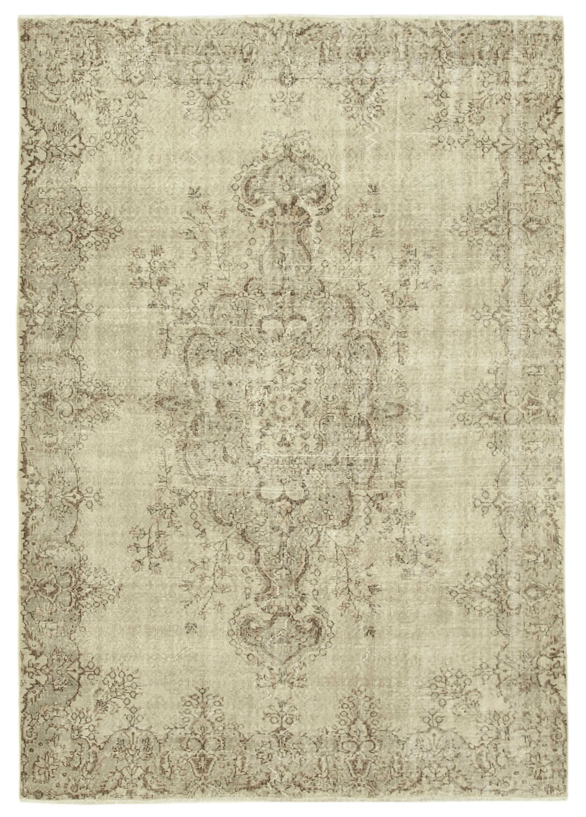 Hand-knotted antique turkish beige carpet 208 cm x 300 cm