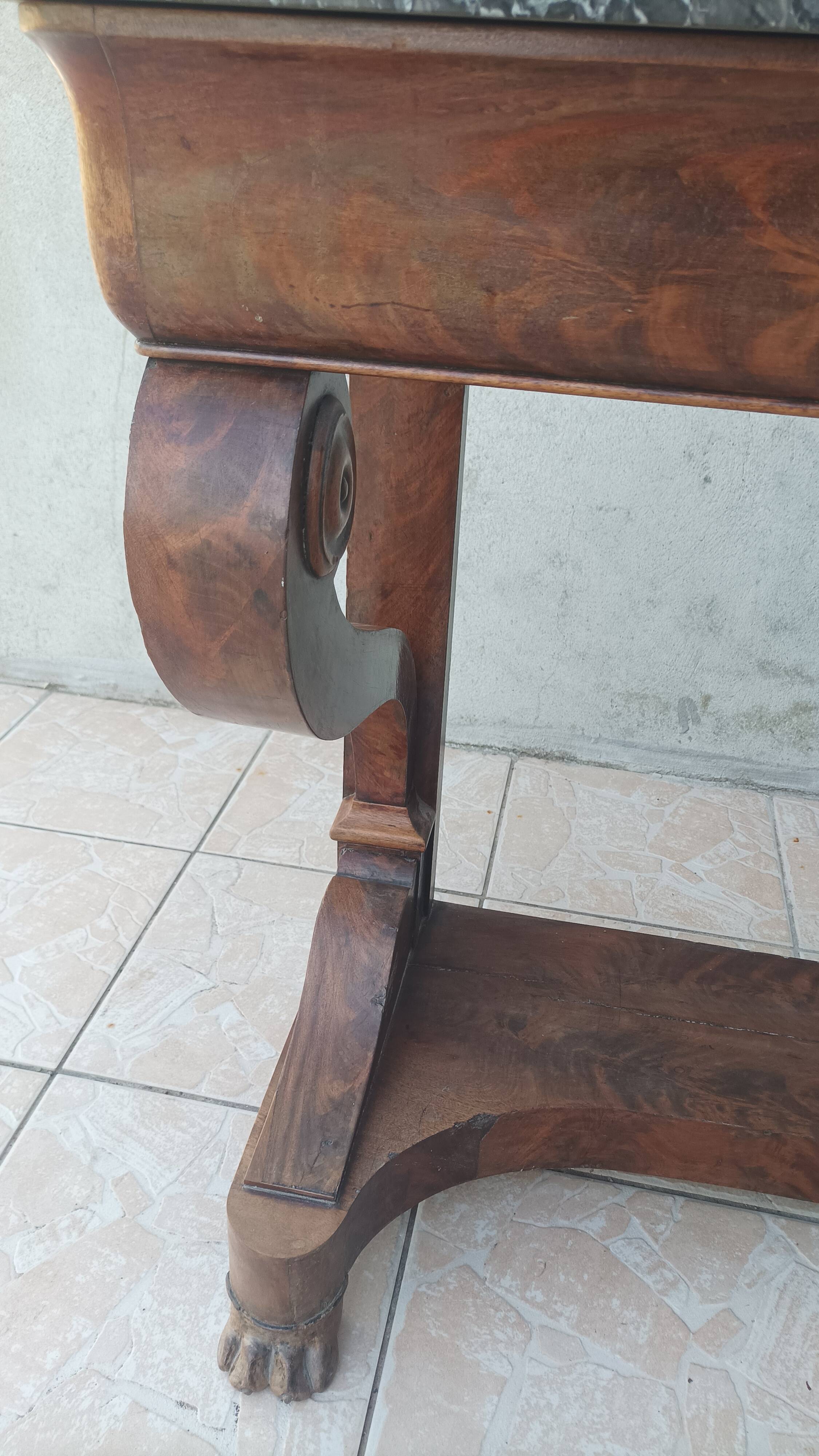 Restoration period mahogany console table