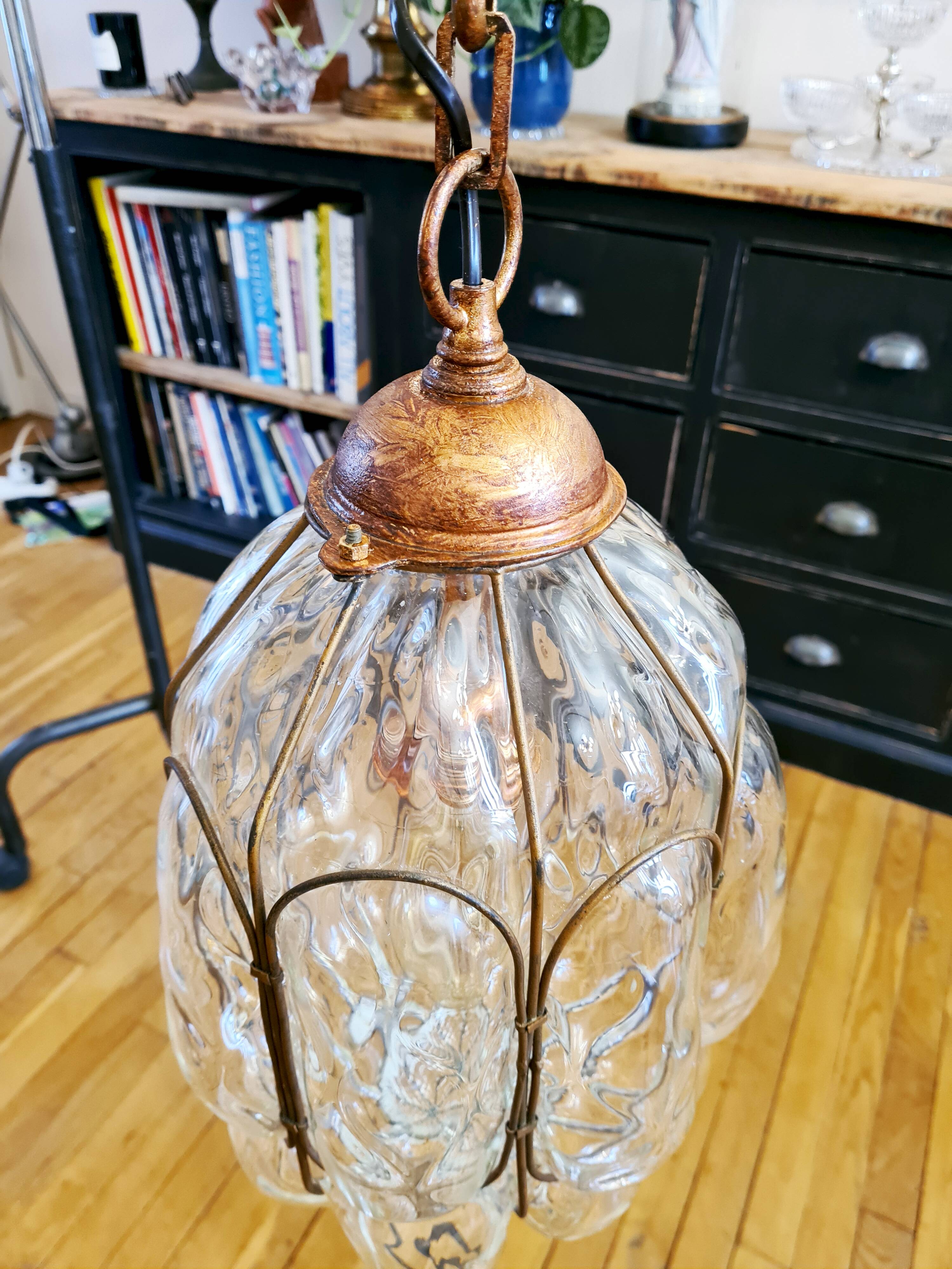 Murano glass hand-blown pendant light, mid-20th century