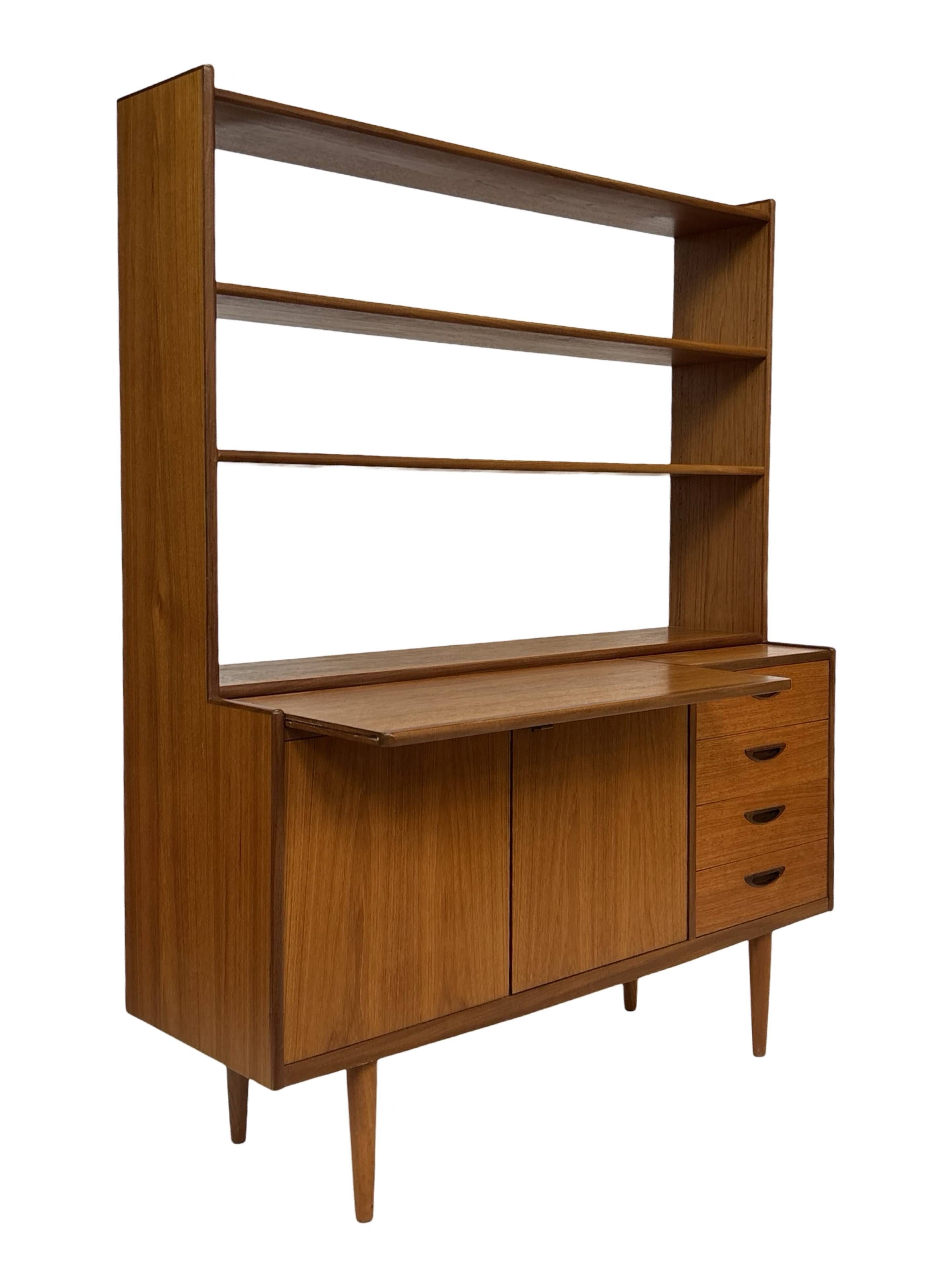 Vintage teak wall cabinet bookcase workplace Danish Design 60's