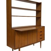 Armoire murale vintage en teck, bibliothèque, bureau, design danois, années 60