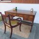 English desk and lyre chair, leather, extensions.