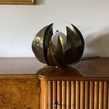 Lampadaire/lampe de table en laiton fleur de lotus, attr. Bottega Gadda, Italie, 1970