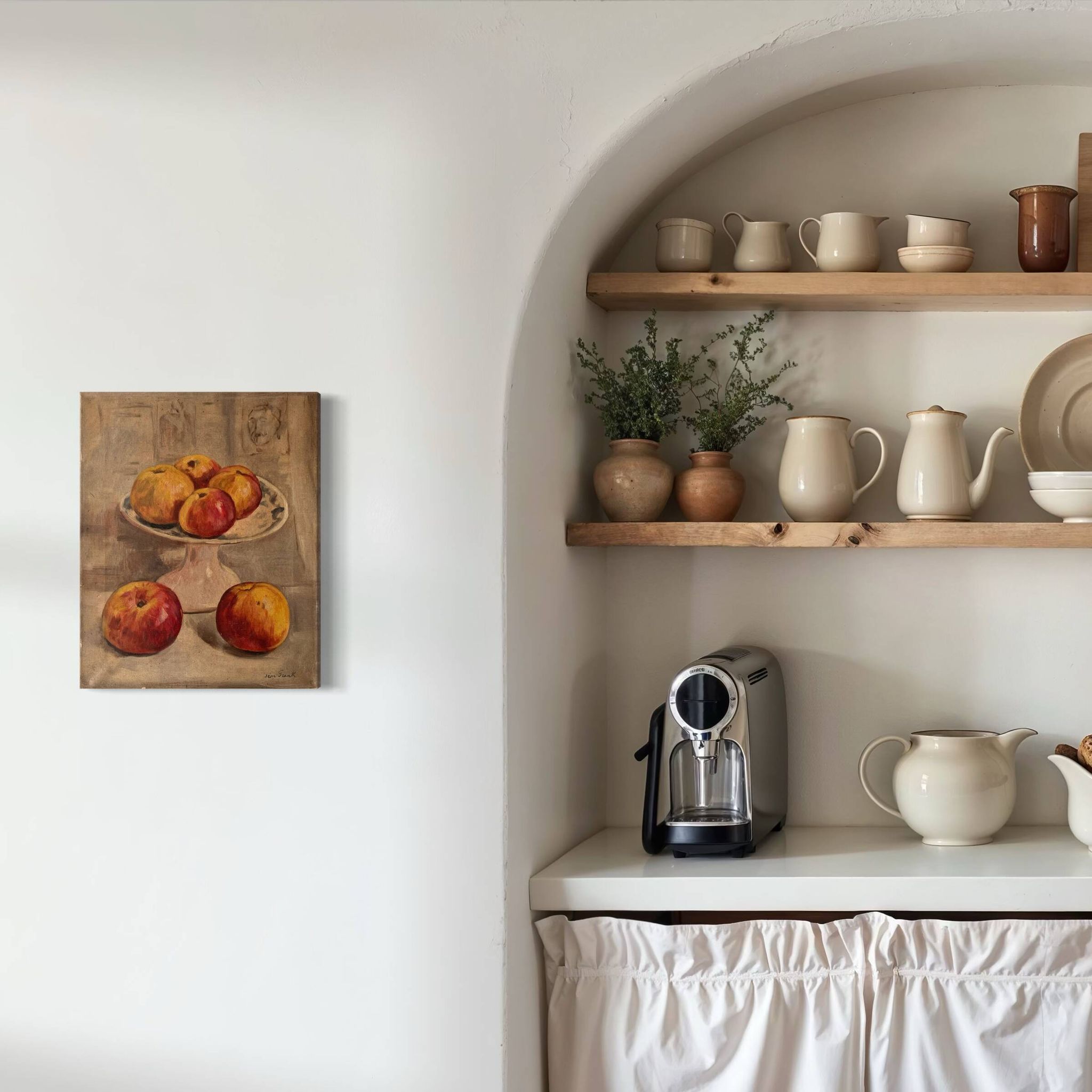 Nature morte aux pommes circa 1930, tableau à l'huile sur toile