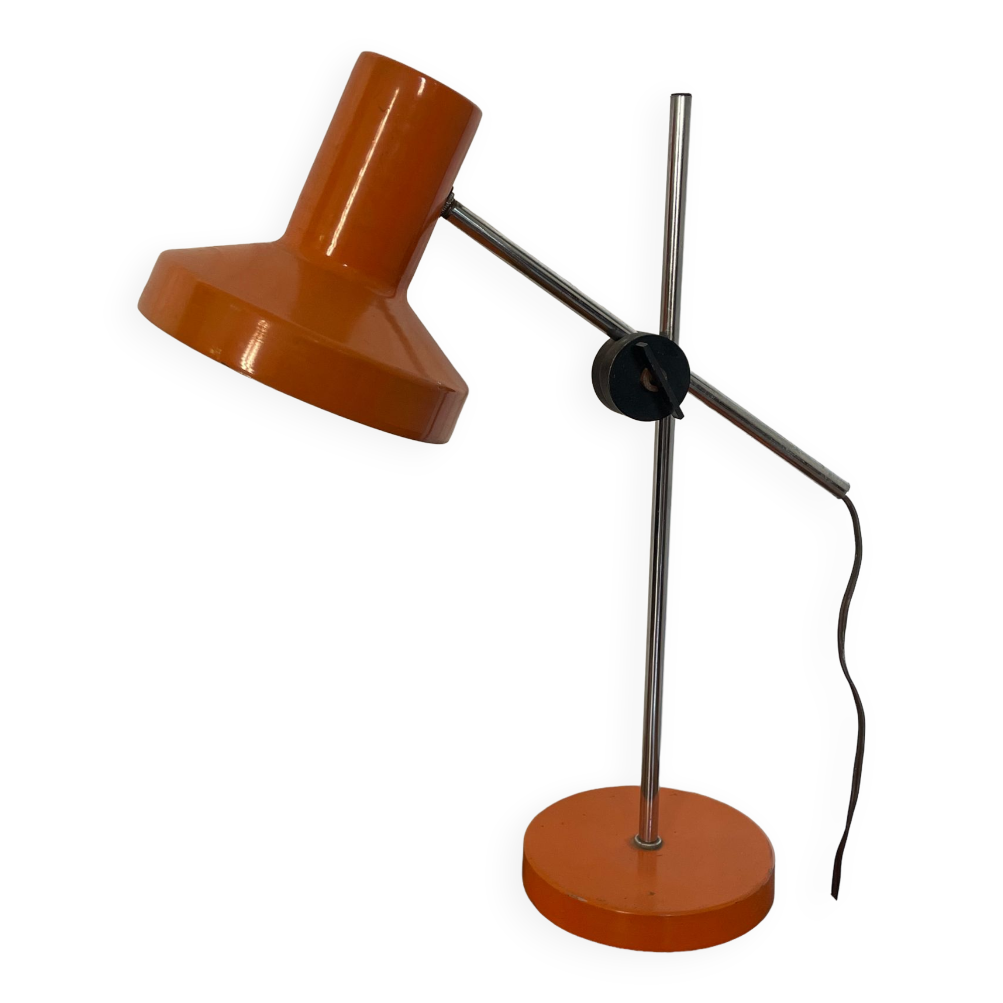 Orange articulated lamp design 1970