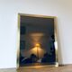 Italian brass mirror and smoked glass - 90x70cm