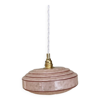 Vintage pink and red Clichy glass lampshade pendant light
