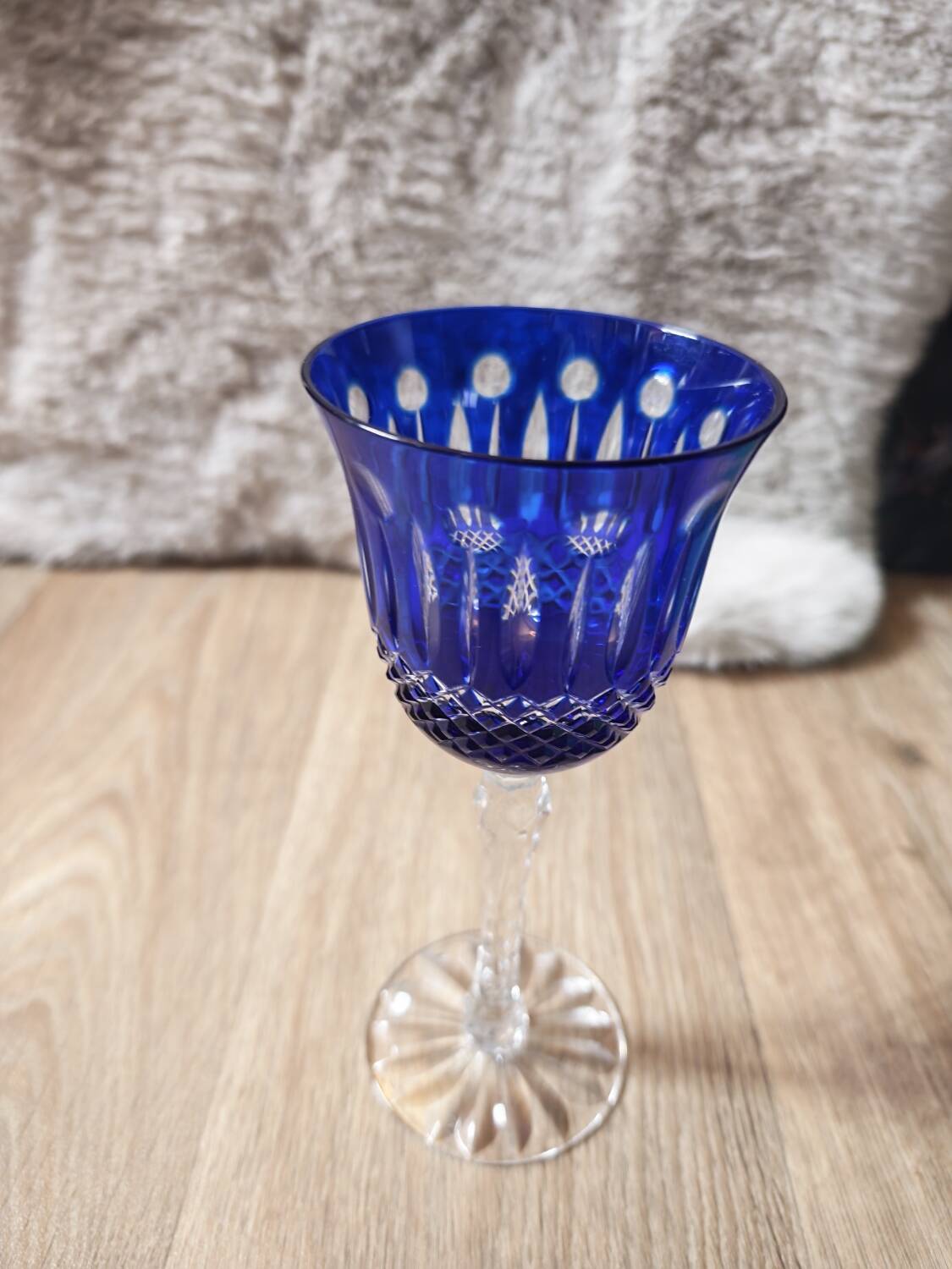 6 large coloured crystal goblets - Saint Louis Bac style