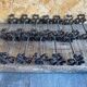 Service Table Under Plate + 12 Old Forged Iron Knife Holders Black
