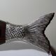 Large vintage 1960s wooden and silver-plated metal salmon serving tray