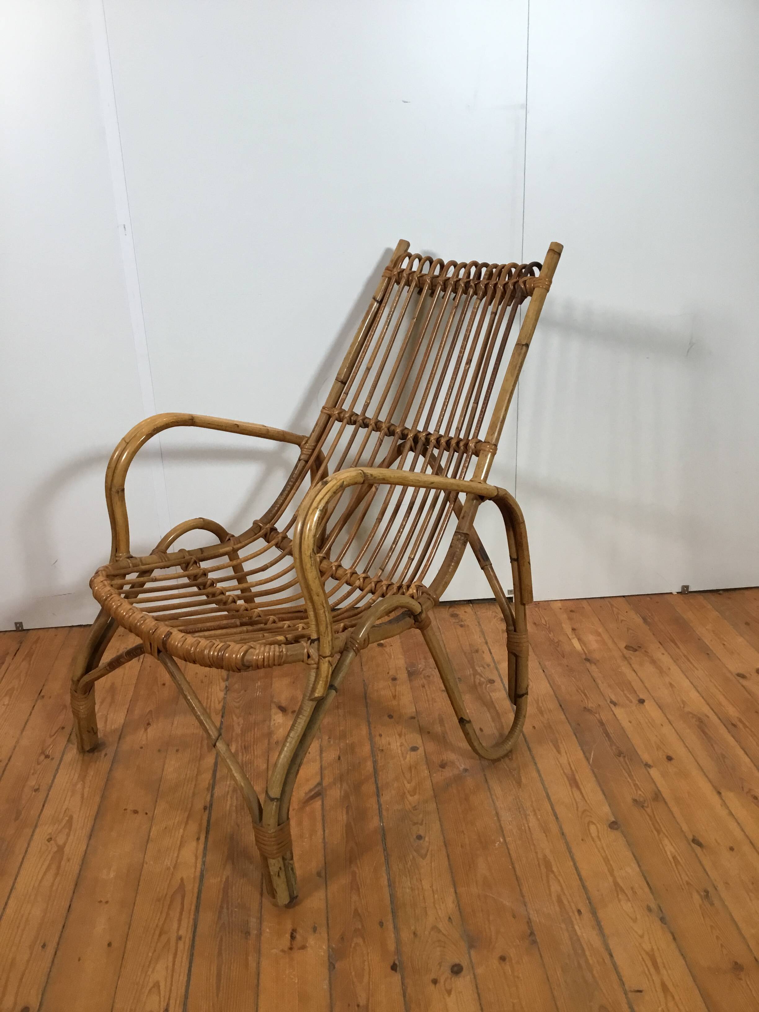 vintage italian rattan lounge chair