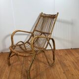 chaise longue italienne vintage en rotin