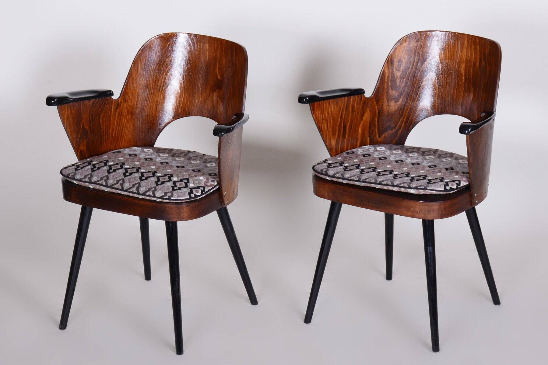 Set of Mid-Century Armchairs in Beech attributed to Oswald Heardtl, 1950s