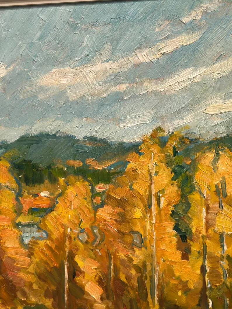 Original Swedish Oil on Panel – "Autumn Landscape" – Dated 1978 – Framed Period Piece – 50 × 42 cm (19.7" × 16.5")