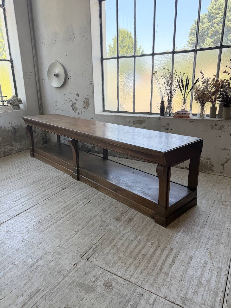 Table de gantier drapière 1900 chêne massif 330cm XL