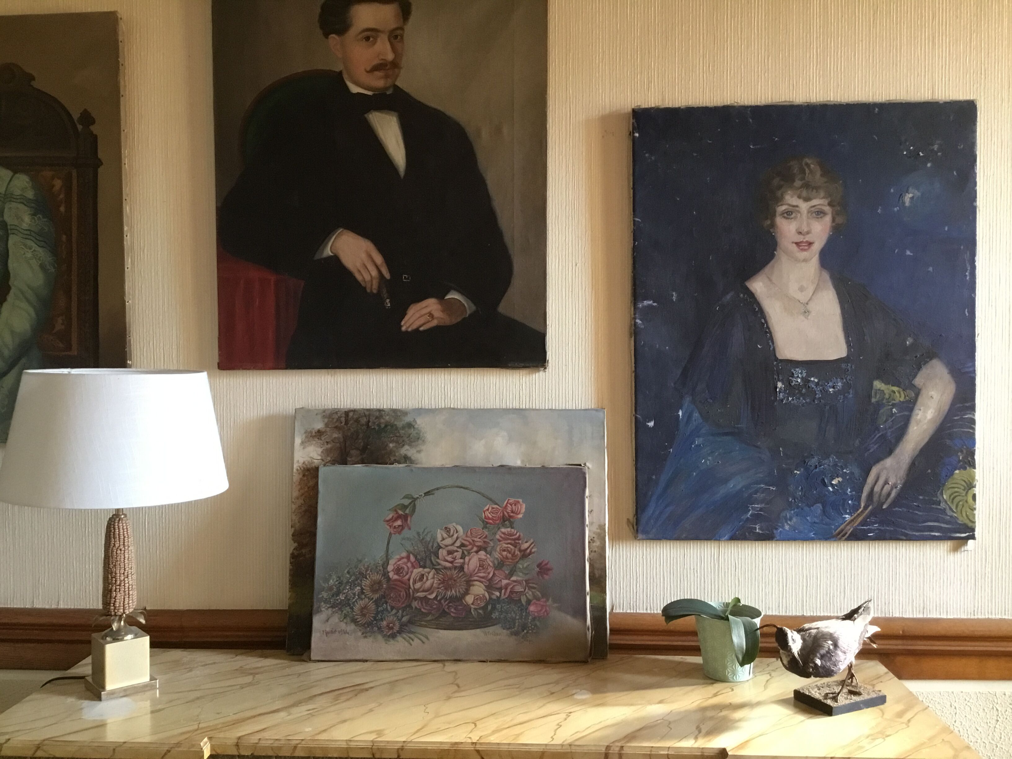 Canvas Flower basket 1940 signed