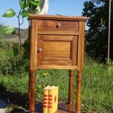 Antique Louis XVI style bedside table in walnut, with a marble top.