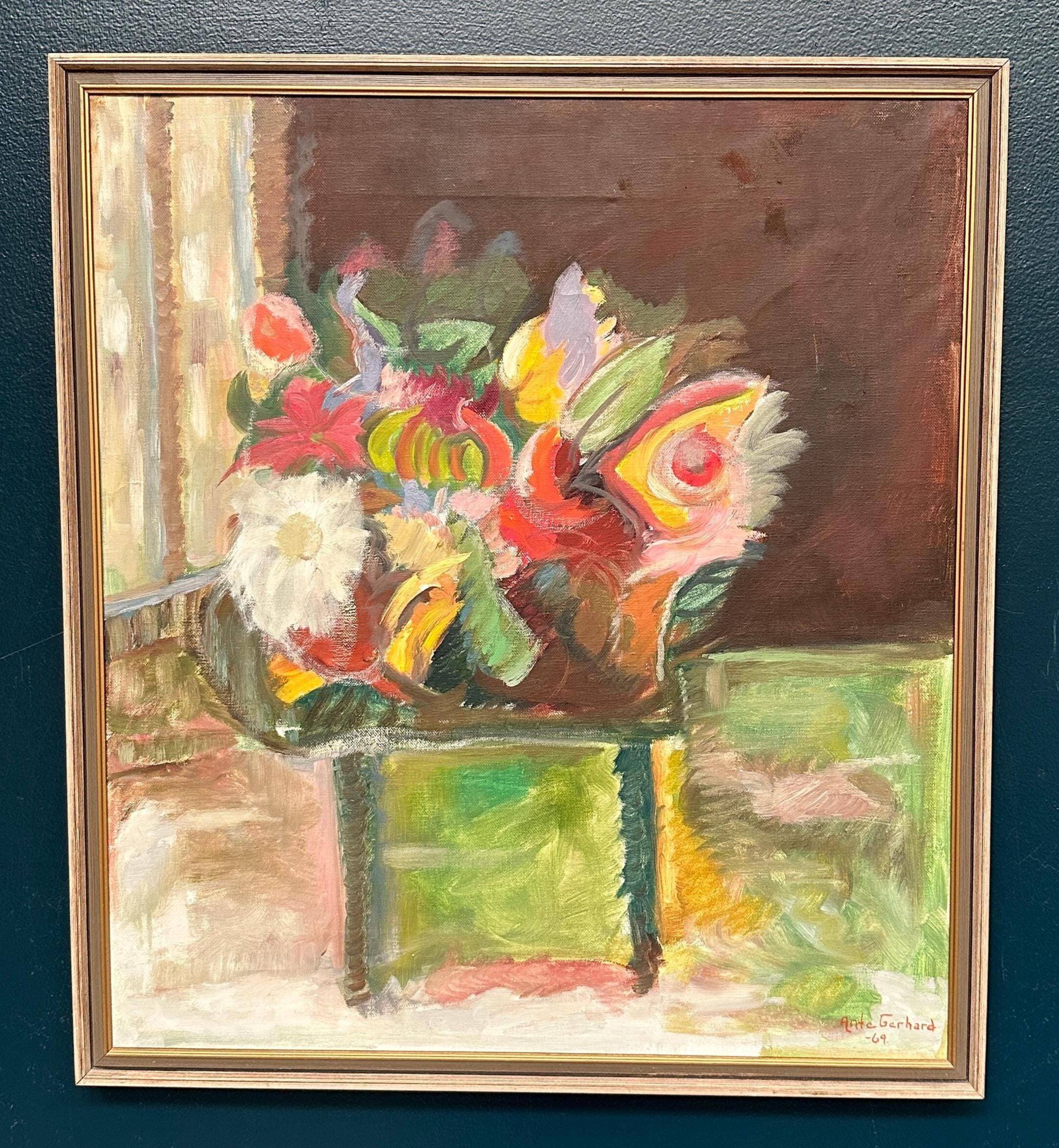 Original European Oil On Canvas – “Still Life” By Ante Gerhard