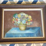 Old painting representing a bouquet of flowers