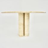 Circular travertine dining table