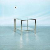 Minimalist coffee table in brass and glass, Regency style from the 1970s.