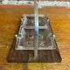 Antique molded glass ashtray + wooden stand & vintage chrome handle