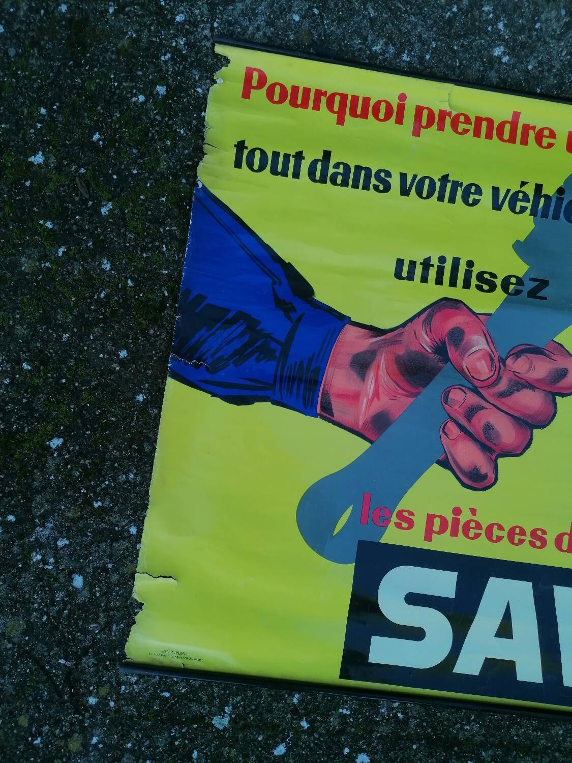 Ancienne affiche publicitaire Saviem Mécanique Garage Renault